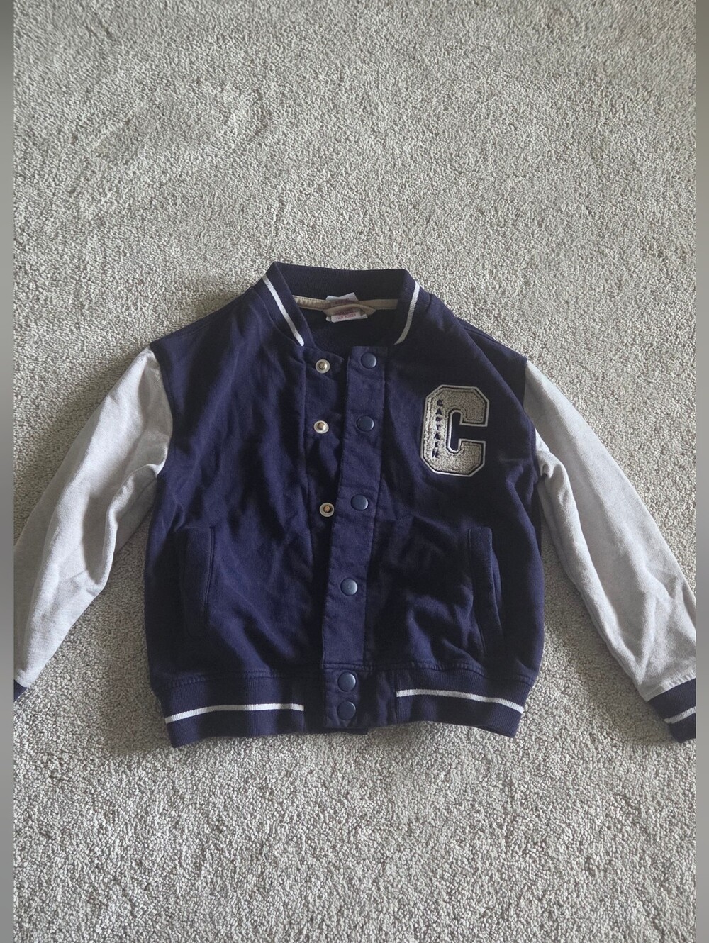 Tommy Bahama Navy and Light Gray Kids Letterman Jacket